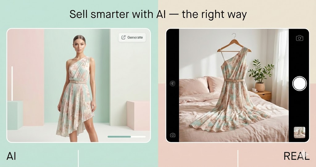 Jak bezpiecznie używać zdjęć AI na Vinted? Poradnik od UpVinti